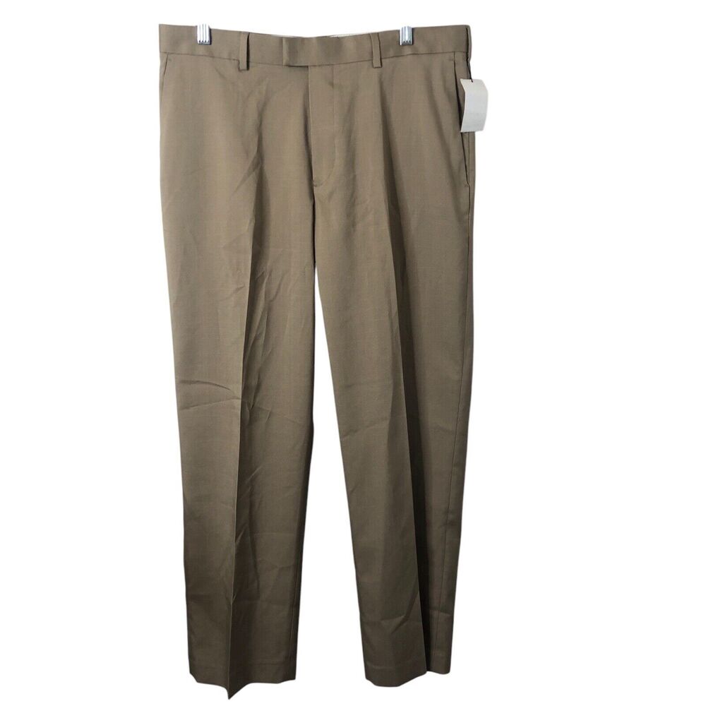 Perry Ellis NWT Men's Travel Luxe Stretch Non Iron Beige Dress Pants Size 34X30